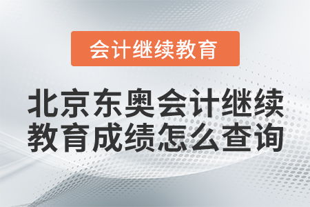 北京东奥会计继续教育成绩怎么查询